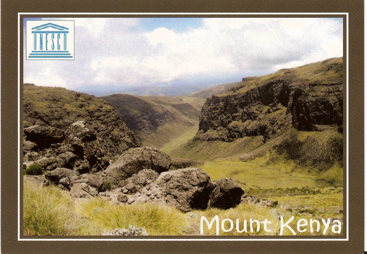 KUALA SKYLAB KENYA POSTCARD. UNESCO CARDS. MOUNT KENYA.