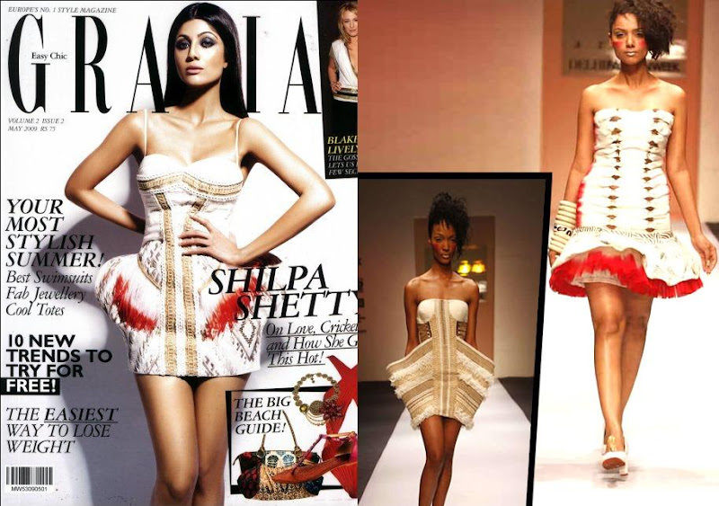 Shilpa Shetty cover girl Grazia India June 2009 Dress Azara Alpana Neeraj designers