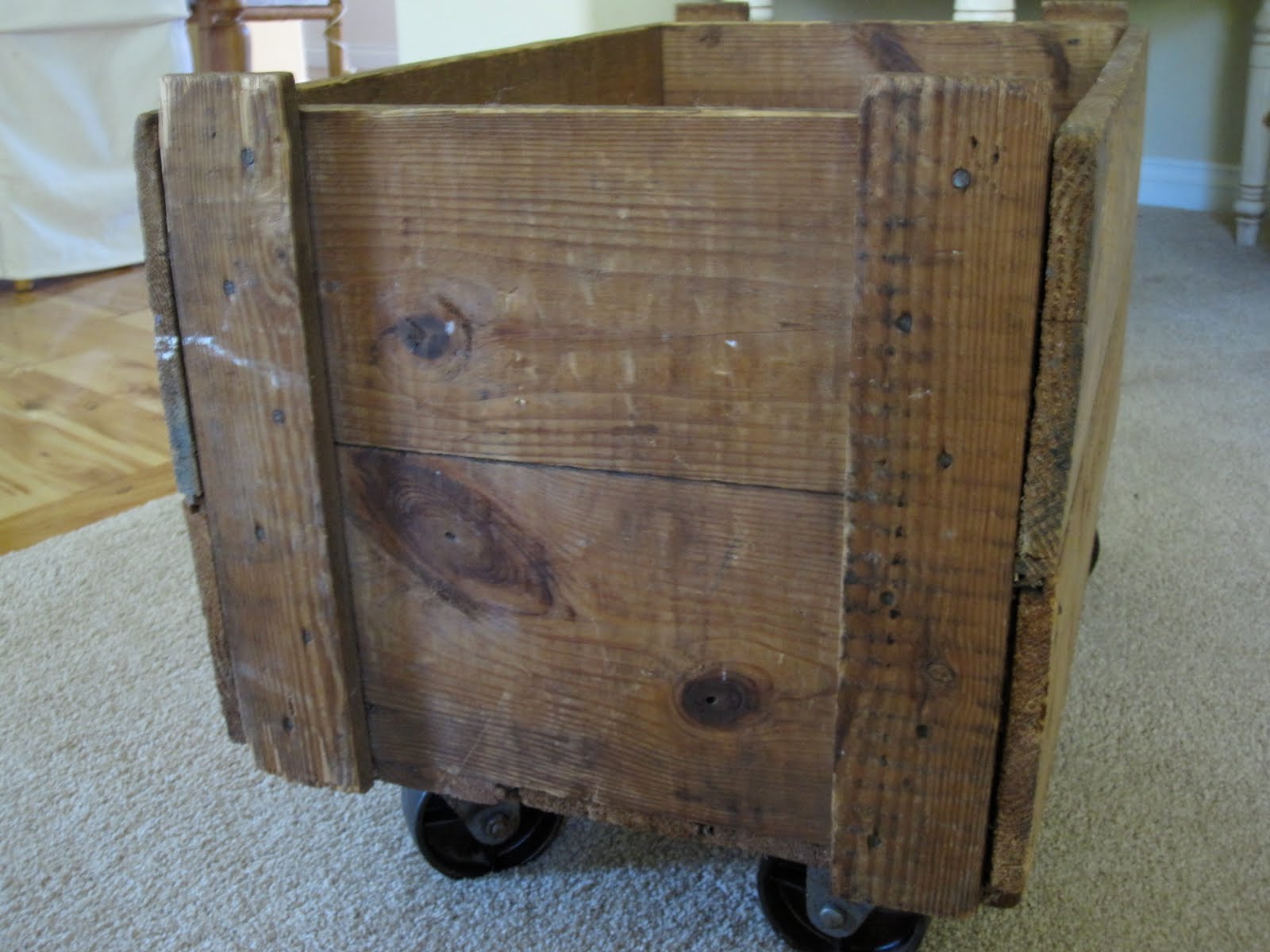 Remodelaholic Great Looking Storage Wooden Antique Crate with Casters