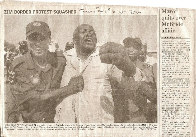 WE WERE DEMONSTRATING AT THE B/ BRIDGE BORDER POST 5th JULY, 2008!!