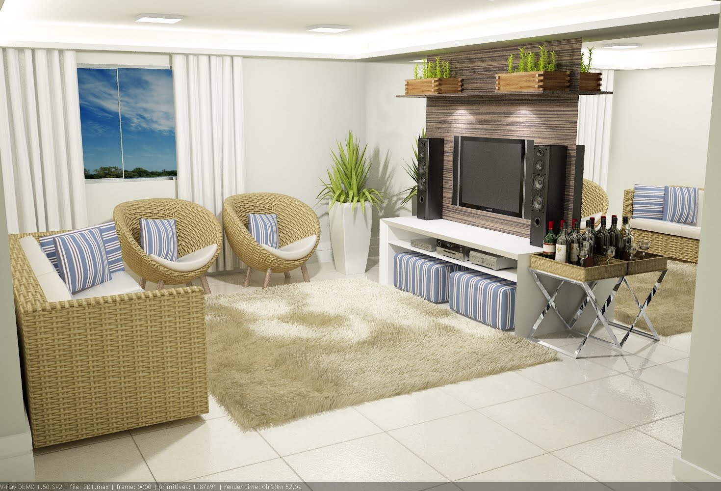 Sala De Tv Na Praia ~ trabalho de maquete eletrônica sala de um apartamento na praia Sala De Tv Na Praia ~ trabalho de maquete eletrônica sala de um apartamento na praia