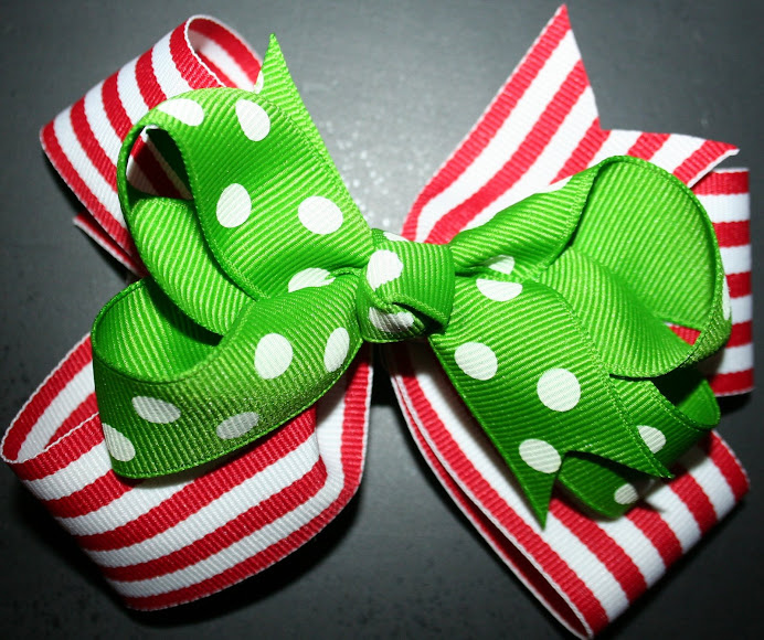 double layer holiday stripe and dot bow