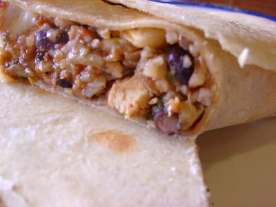 The Sisters Dish: chicken, rice, bean burrito
