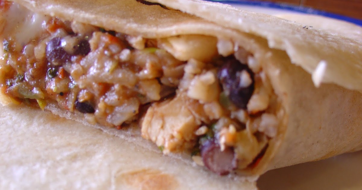 The Sisters Dish chicken, rice, bean burrito