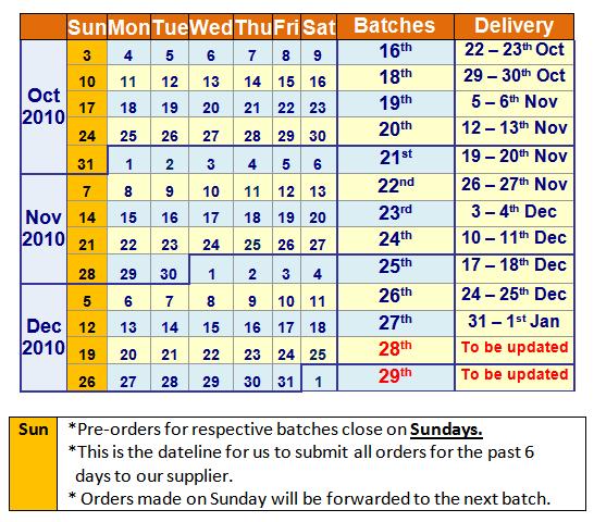 TFS SHOPPING CALENDAR! :)