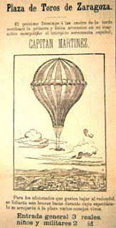 cartel anunciando una ascensión en globo con trapecio en Zaragoza, 1883 cartel anunciando una ascensión en globo con trapecio en Zaragoza, 1883
