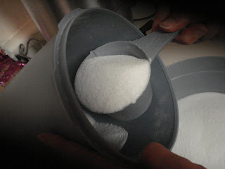 Measure exactly 7 1/2 cups sugar into bowl