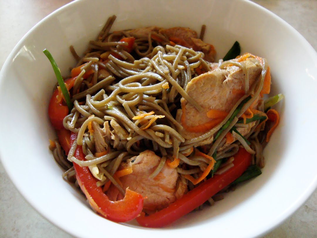 my back pages pork and soba noodle salad and leeks vinaigrette