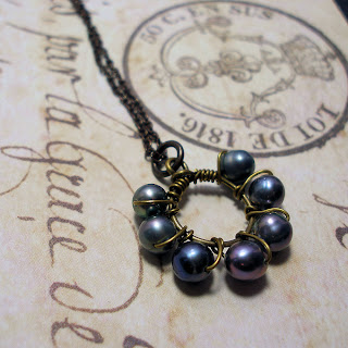 Eternity Circle -- vintage style pearl circle pendant necklace