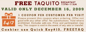 Dec. 16, 2009 - Whataburger Free Taquito
