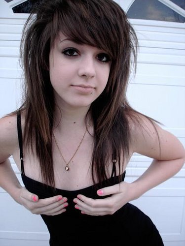 type of emo hairstyle that many prefer the sexy girl is kind of cute long 