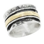 Men's Sculpted Silver and Gold Meditation Ring Handcrafted Men's Ring, David Tishbi, Fine Jewelry