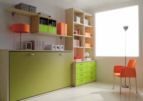Camas abatibles /plegables individuales horizontales de 90cm ... Dormitorios individuales