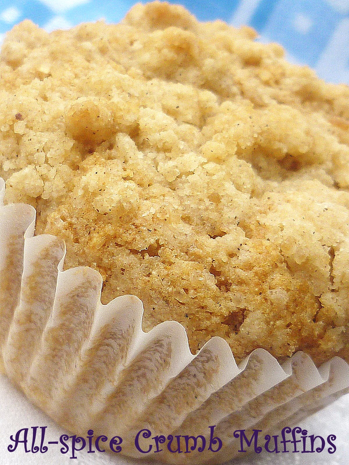 Whole Wheat Allspice Crumb Muffins Sprinkled with Flour