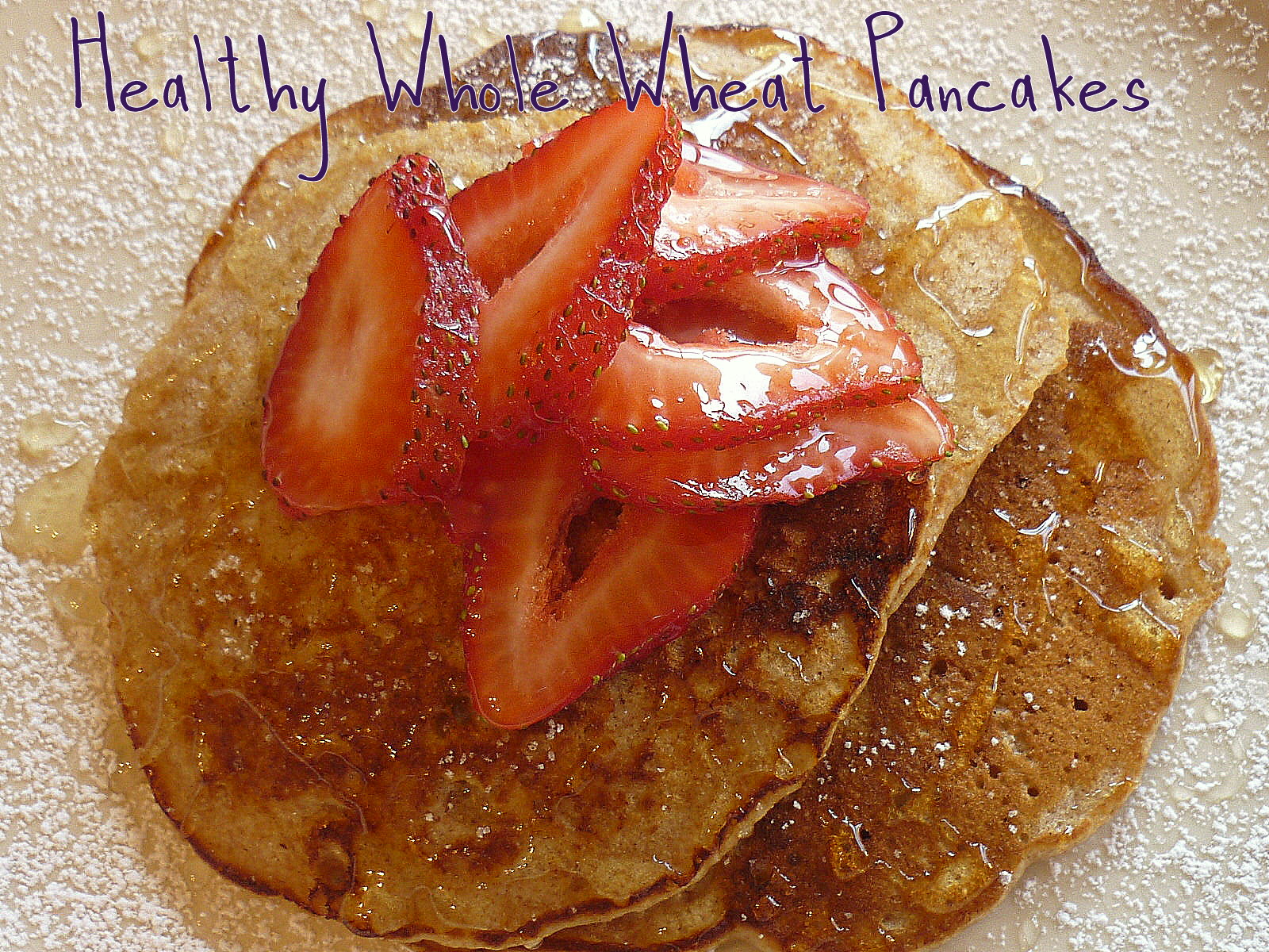 Healthy Whole Wheat Pancakes Sprinkled with Flour