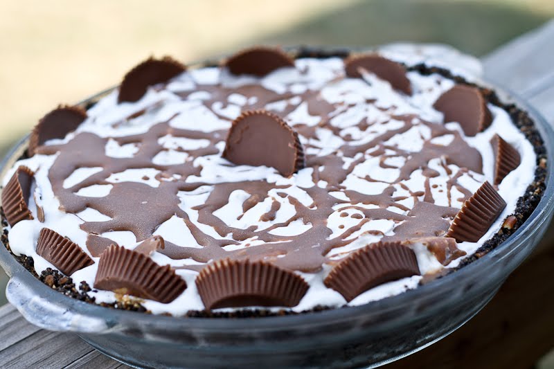 Peanut Butter Cup Ice Cream Pie Sprinkled with Flour