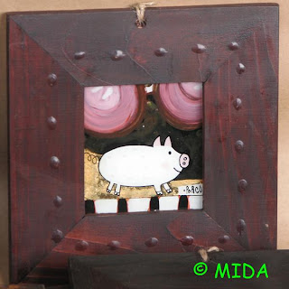 porc in pictura pe sticla