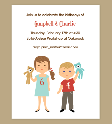 Invites For A Build A Bear Workshop Birthday Party Sarah Abraham