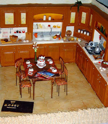 Cake made in shape of kitchen