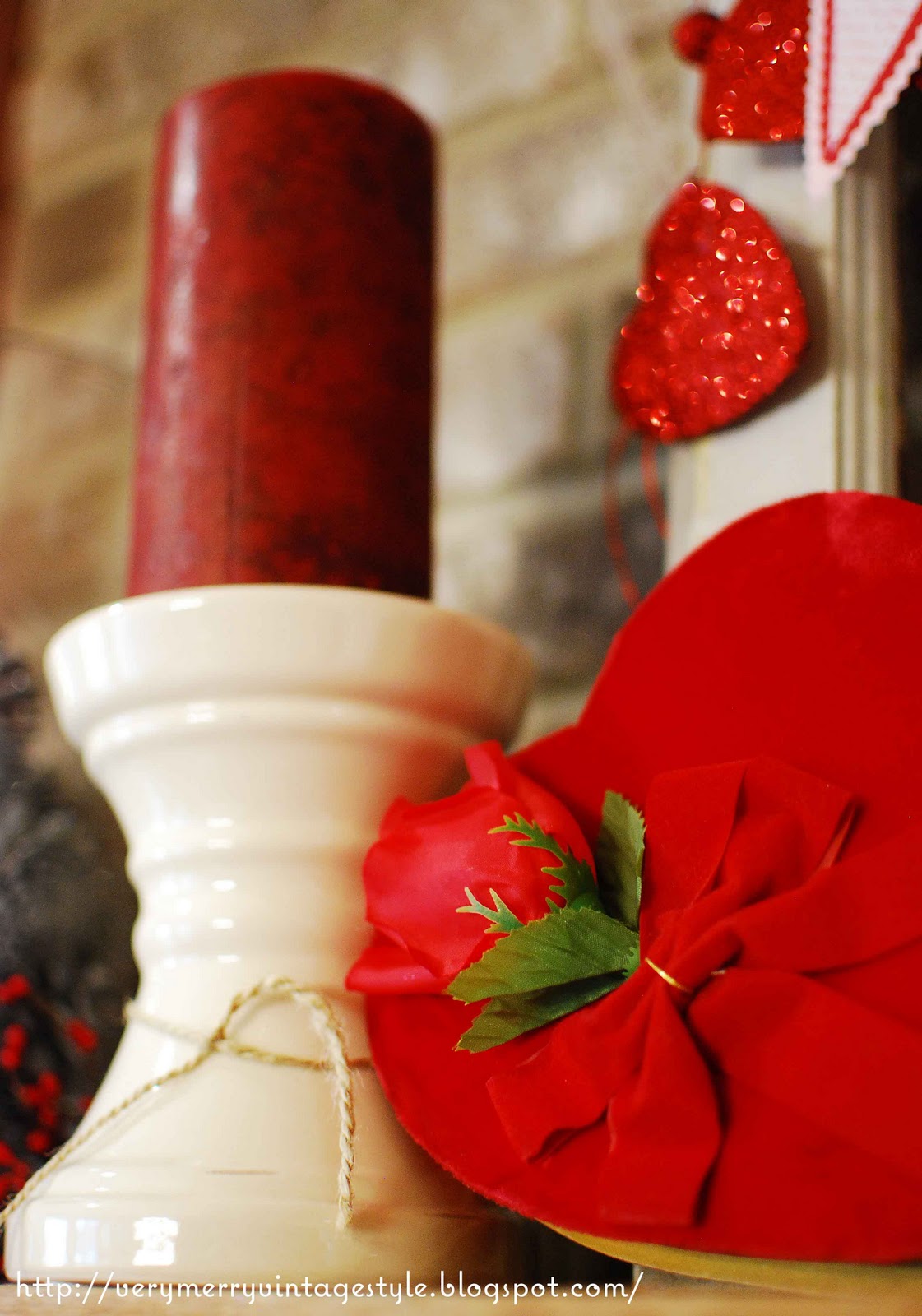 Very Merry Vintage Syle A Touch of Vintage to My Valentine's Day Mantel