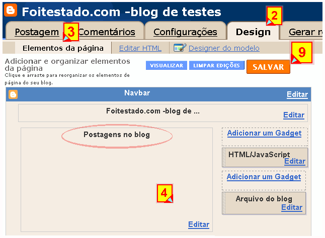 Elementos do blogger, personalizar área de postagens Elementos do blogger, personalizar area de postagens