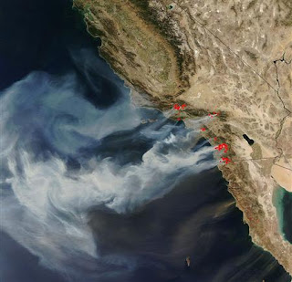 2007 San Diego wildfires from satellite