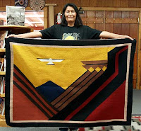 Navajo Rug Weaver Eleanor Yazzie with Feathery Escape Rug