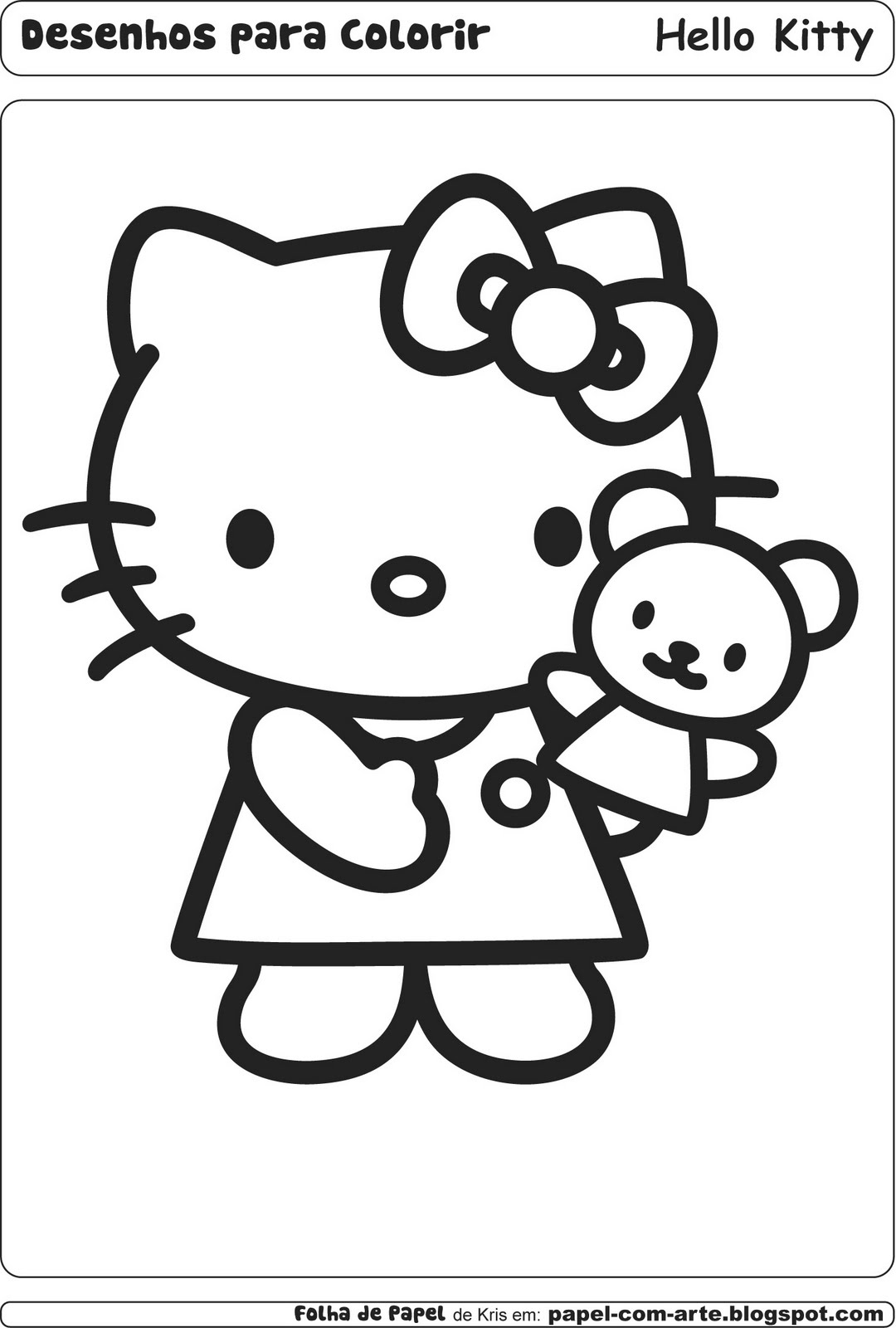 Desenhos e Imagens Hello Kitty para Colorir e Imprimir Grátis para Adultos  e Crianças 
