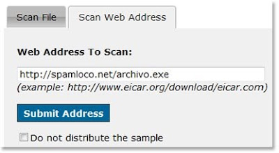 Copia la URL del archivo para analizarlo NoVirusThanks escaner web
