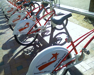 rack of shiny new bikes for Smart Bike DC users