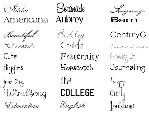 Font Choices for custom orders
