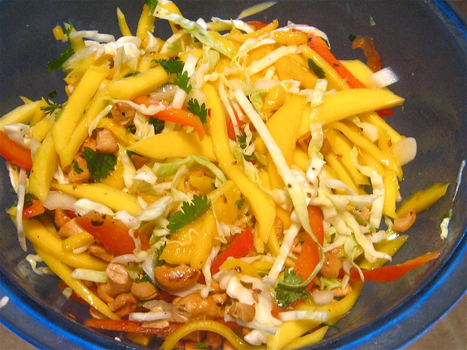 Mangoes & Lemons Mango Slaw with Cashews and Mint (or Cilantro)