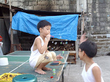 Max and Joshua blowing bubbles