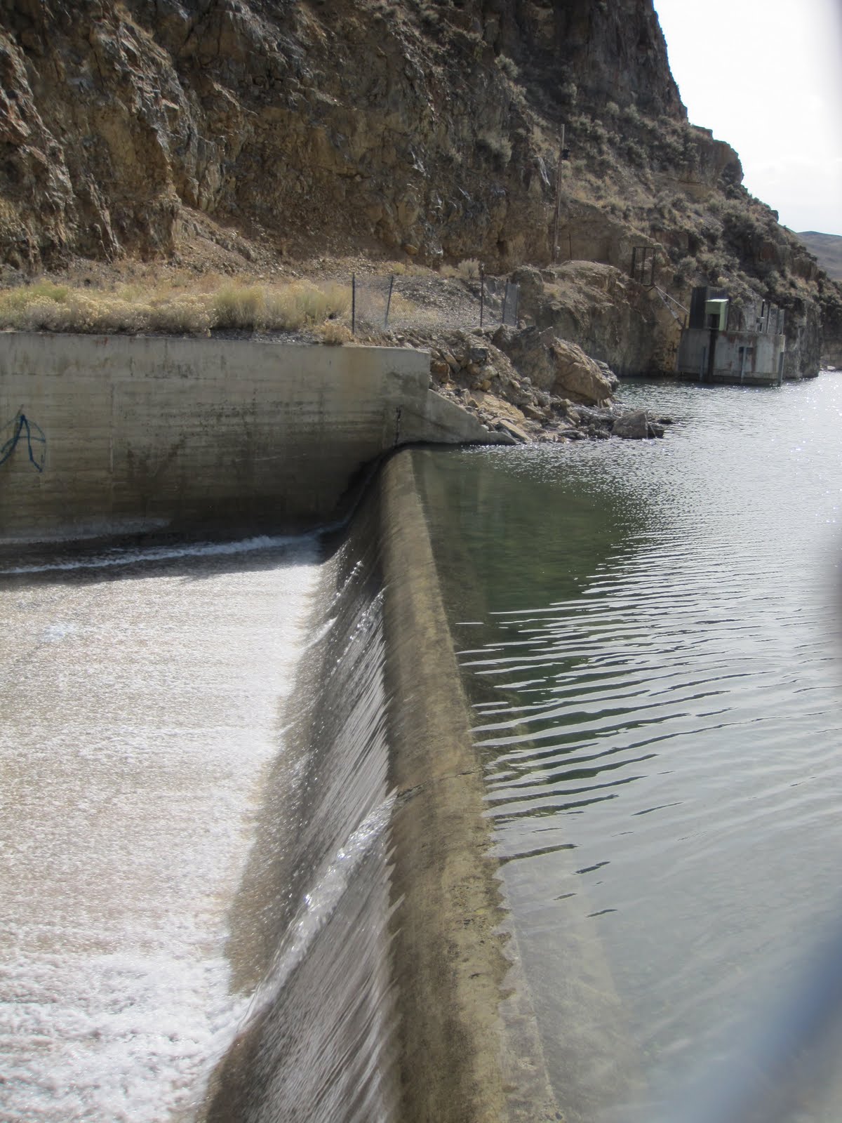 Mackay, Idaho 83251 Mackay Dam Running Over Spillway April 26 2010