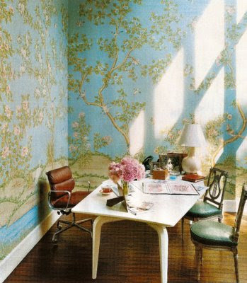 hand painted wallpaper. with custom hand-painted