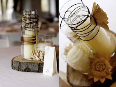 Fall Wedding Centerpieces Pictures on Rustic Candle Centerpieces At Once Wed Perfect For A Fall Wedding