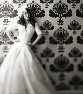 1940 House Gown Inspired Silk White Dupioni Wedding Dress by joanshum