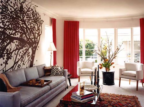Red and White Living Rooms