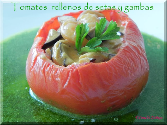 Tomates Rellenos De Setas Y Gambas
