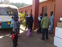 Joint Body members being greeted by Thyolo Hospital DMO Dr Jame