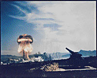 Frenchman Flat, Nevada - Atomic Cannon Test - first atomic artillery shell fired from the Army's new 280-mm artillery gun.Photo: Military.com