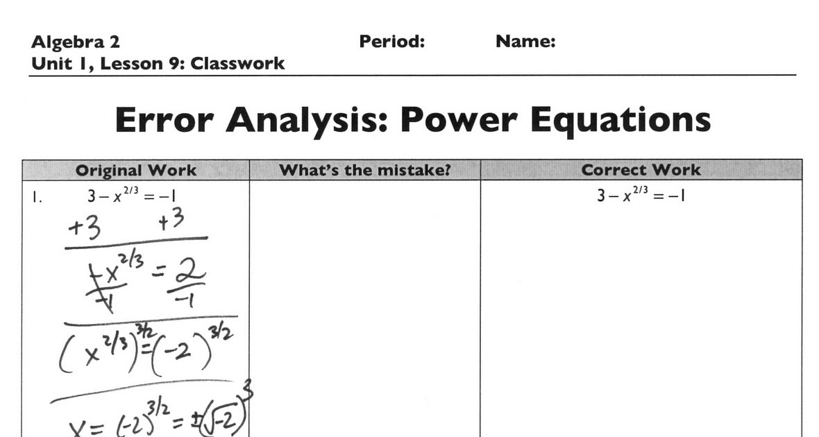 The Exponential Curve: Algebra 2: Error Analysis