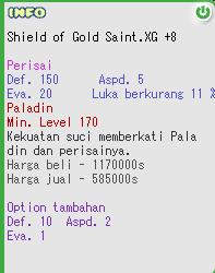 Shield of Gold Saint XG+8