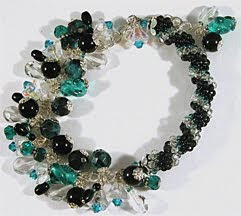 Black and Teal Twist - Chrysocolla, Onyx, Sterling Silver Bracelet