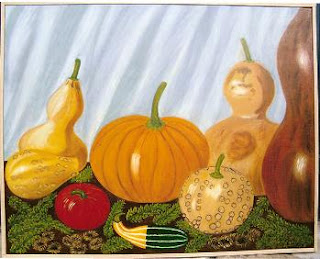Cuadro al óleo de Pilar Ochoa titulado: Las calabazas