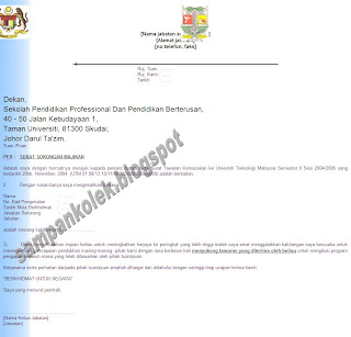 not contoh surat sokongan majikan yang menyokong tawaran belajar