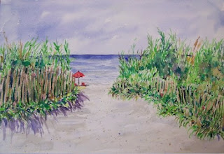 Ocean Path, watercolor by Joan Ocean Path watercolor Joan Sea Sand