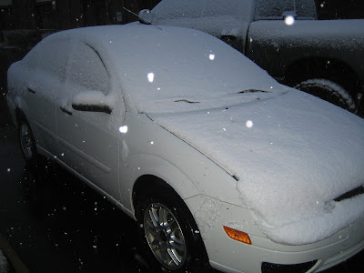 snow on my rental car! snow on my rental car!
