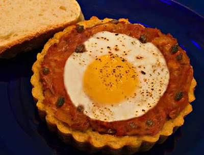 Santorini Fava Pie with Tomatoes, Capers, and Eggs Santorini Fava Pie with Tomatoes, Capers, and Eggs