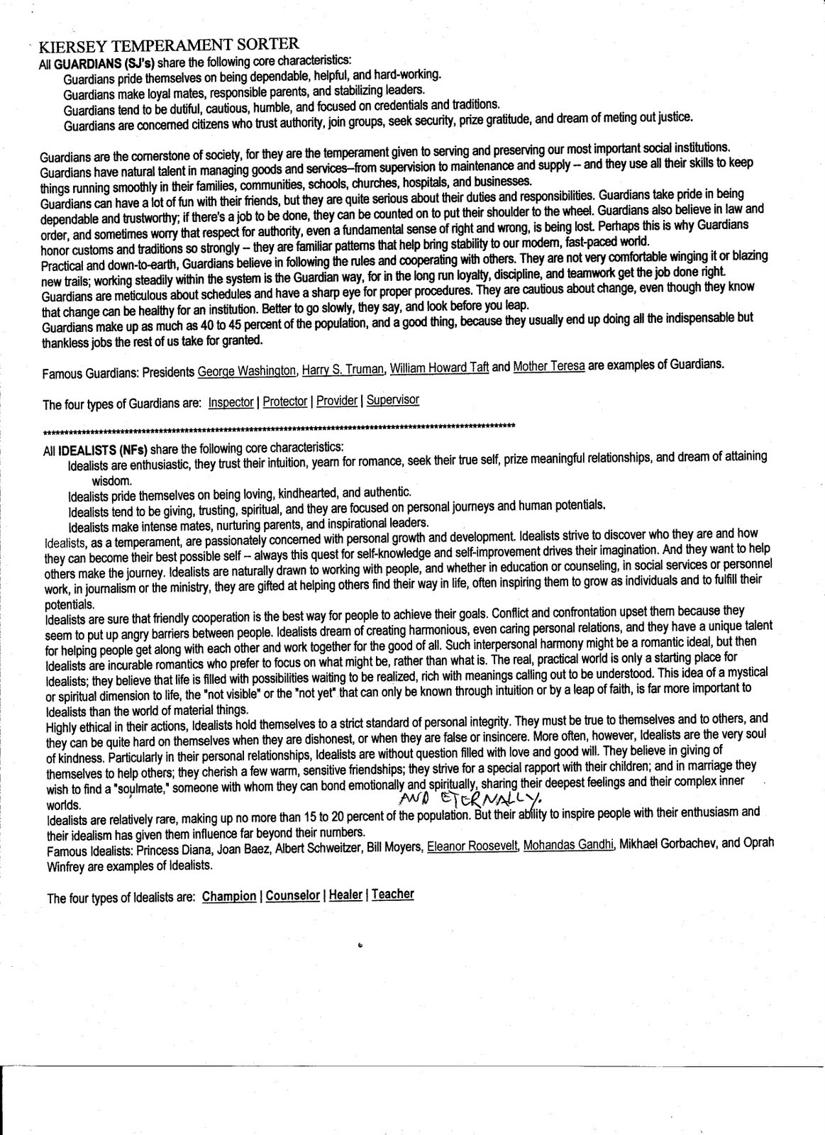 the keirsey temperament sorter essay The keirsey temperament sorter results indicated that my personality type is that of the guardian provides (esfj) and my character type is provider (esfj. the keirsey temperament sorter essay The keirsey temperament sorter results indicated that my personality type is that of the guardian provides (esfj) and my character type is provider (esfj.